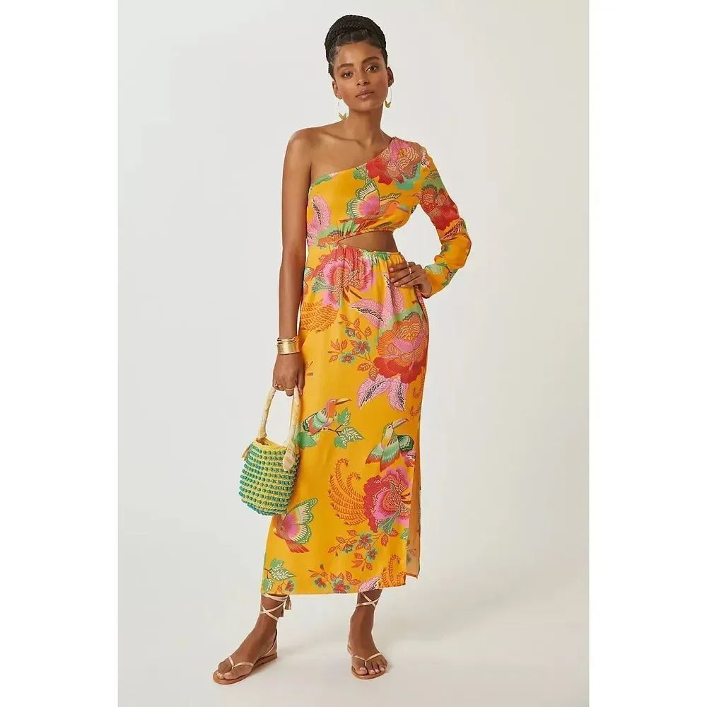Farm x Anthropologie Single-Shoulder Printed Maxi Dress